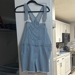 Light Blue Denim Overalls. Shorts